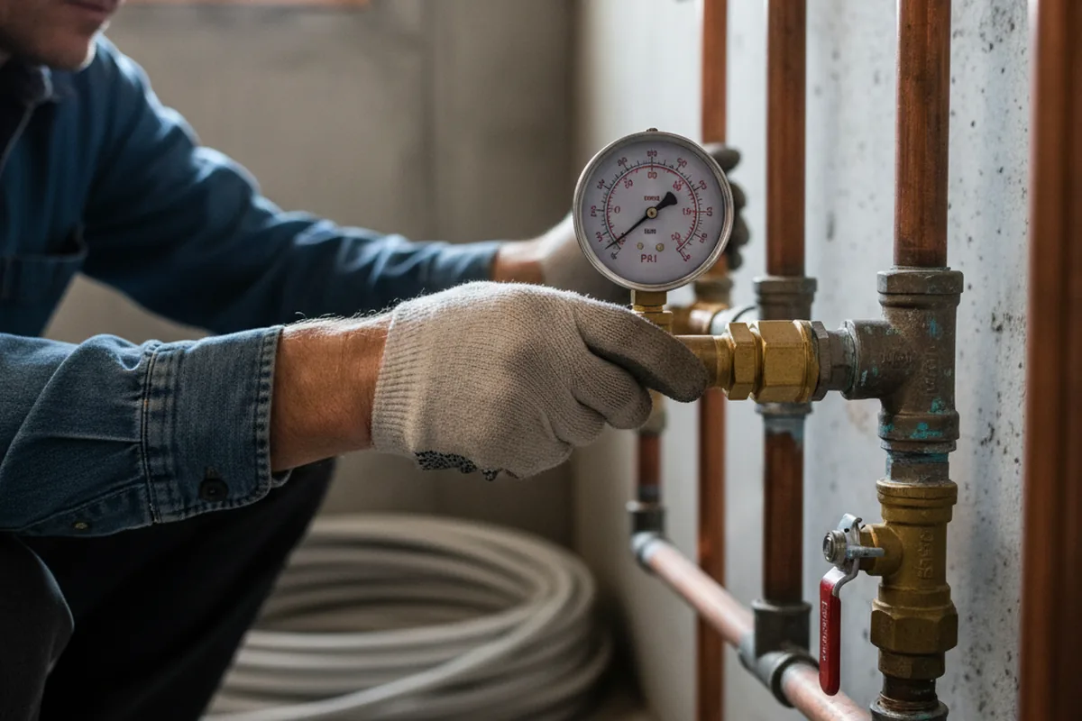 Pressure testing a repaired line during Water Line Repair in Painter